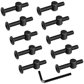 M6 x 50mm Black Flat Head Socket Head Screw Furniture Bolts and Barrel Nuts, with Allen Wrench Perfect for Furniture, 10 Sets