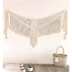 kiido Large Macrame Wall Hanging Boho Tapestry Curtain Fringe Woven Bohemian Wall Decor Banner Home Decoration for Apartment Bedroom Living Room Gallery Baby Nursery, 39" L X 19" W