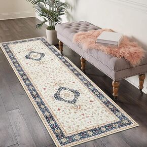 GAOMON 2x6 Hallway Runner Rug Machine Washable Runenr Rug Vintage Runner Stain Resistant Low Pile Non Slip Floor Carpet for Living Room Bedroom Kitchen