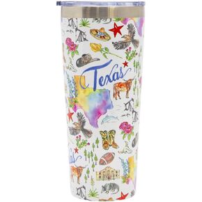 Boston International Rosanne Beck State Collection Stainless Steel Travel Tumbler with Lid, 22-Ounces, Texas