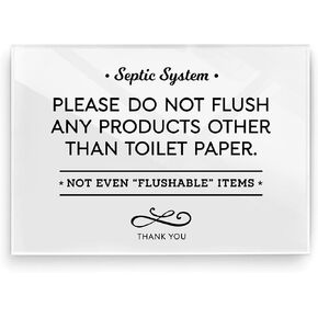 Reilly Originals 3.5x5 INCH Small & Elegant Designer Acrylic Bathroom Sign ~ Septic System ~ Includes Adhesive ~ Washable, Premium Glossy finish (2)