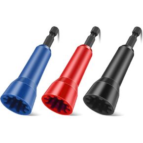 SUNJOYCO 3PCS Wire Nut Twister Tools for Drill, Wire Twisting Spinner, Wire Spin Twister Nut Connector Socket, Wire Twisting Tools with 1/4" Chuck, Wire Connector Driver Twisting Drill Attachment