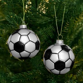 2pcs Soccer Blown Glass Christmas Ornaments, Glass Christmas Ornaments 2024