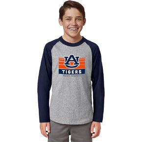 Little King NCAA Youth Boys Long Sleeve Raglan T Shirt-Team Logo-Team Colors (YS YM YL YXL)
