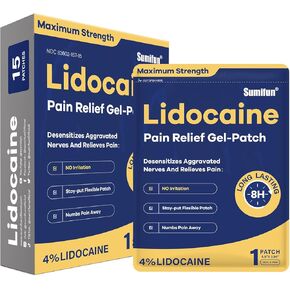 Sumifun 4% Lidocaine Patches Maximum Strength - 30 Count Pain Relief Patches for Back, Shoulder, Elbow, Knee, Muscle & Joint - Lower Back Pain Relief Products - Pain Patches Maximum Strength Lidocaine