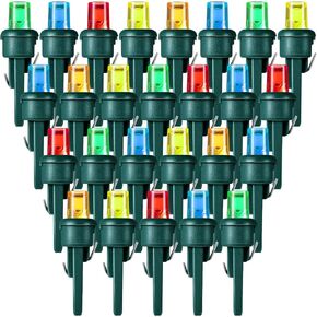 Honoson 48 Count 5 mm LED Christmas Replacement Bulbs Bulk Wide Angle Christmas Light Bulb Xmas Tree String Light Replacement Bulb Festival Light Decoration (Green Base with Multicolor Bulb)