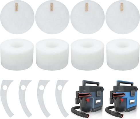 Filter Replacement for Shark MessMaster Portable Wet Dry Vacuums VS100, VS101, VS100C, VS105, UV105, 4 Foam + 4 Felt +4 Post-Motor Filters Kit, Part XFFKVS100 & XPMFVS100 in Kuwait