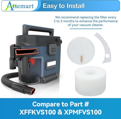 Filter Replacement for Shark MessMaster Portable Wet Dry Vacuums VS100, VS101, VS100C, VS105, UV105, 4 Foam + 4 Felt +4 Post-Motor Filters Kit, Part XFFKVS100 & XPMFVS100 in Kuwait