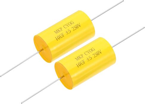 PATIKIL 10uF 250 V Frequency Divider Capacitor, 2 Pcs Axial Audio Speaker Crossover Step-Less Film Capacitor MKP Capacitor for Audio Equipment Appliances, Yellow in Saudi Arabia