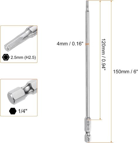 HARFINGTON 5pcs Hex Head Wrench Drill Bit 4mm (H4) Metric 1/4" Hex Shank 100mm (4") Long Magnetic S2 Steel Screwdriver Bits Industrial Grade Hexagon Flat Tip Drill Bits for Screws in Saudi Arabia