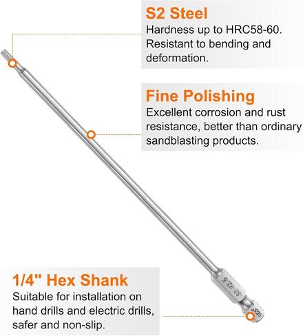 HARFINGTON 5pcs Hex Head Wrench Drill Bit 4mm (H4) Metric 1/4" Hex Shank 100mm (4") Long Magnetic S2 Steel Screwdriver Bits Industrial Grade Hexagon Flat Tip Drill Bits for Screws in Saudi Arabia