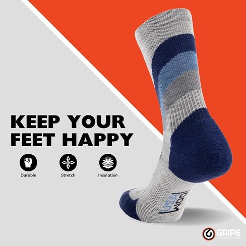 GRIP6 Wool Crew Socks - Merino Wool Socks Made in the USA - Lightweight Wool Hiking Socks - Warm Crew Socks for Men and Women in Saudi Arabia