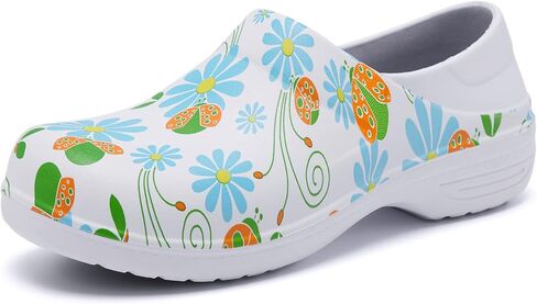 alcubieree Non Slip Work Shoes for Womens Slip on Waterproof Lightweight Comfor Clog for Nurse Food Service Healthcare Gardening Medical Kitchen Chef Cute in Saudi Arabia