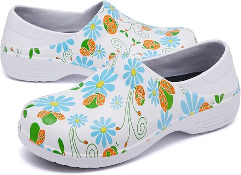 alcubieree Non Slip Work Shoes for Womens Slip on Waterproof Lightweight Comfor Clog for Nurse Food Service Healthcare Gardening Medical Kitchen Chef Cute in Saudi Arabia