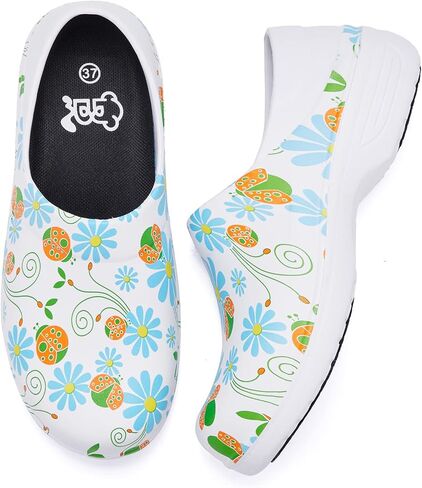 alcubieree Non Slip Work Shoes for Womens Slip on Waterproof Lightweight Comfor Clog for Nurse Food Service Healthcare Gardening Medical Kitchen Chef Cute in Saudi Arabia