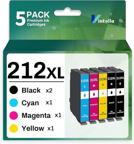 212XL Remanufactured Ink Cartridge Replacement for Epson 212 Black Ink Cartridges 212XL T212 T212XL for Expression Home XP-4100 XP-4105 Workforce WF-2830 WF-2850 Printer (Black Only, 2 Pack) in Saudi Arabia