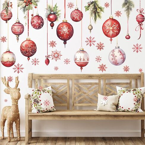 Merry Christmas Wall Decals Pine Cone Snowflake Wall Stickers Christmas Winter Home Wall Art Decor for Kids Room Classroom Office Bedroom Living Room Kitchen Playroom Decor (Snowflake) in Saudi Arabia