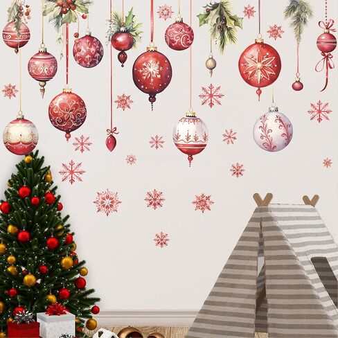Merry Christmas Wall Decals Pine Cone Snowflake Wall Stickers Christmas Winter Home Wall Art Decor for Kids Room Classroom Office Bedroom Living Room Kitchen Playroom Decor (Snowflake) in Saudi Arabia