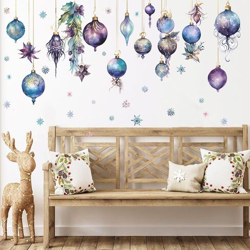 Merry Christmas Wall Decals Pine Cone Snowflake Wall Stickers Christmas Winter Home Wall Art Decor for Kids Room Classroom Office Bedroom Living Room Kitchen Playroom Decor (Snowflake) in Saudi Arabia
