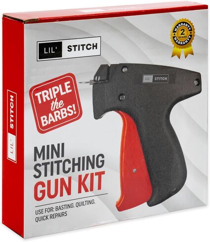 Perco Micro Stitching Gun Kit for Clothes - Handheld Quick Clothing Fixer for Fabric & Retail - Ergonomic, Lightweight Design with Sharp Needle for Quilting Projects & More - Includes 8 Clips of Barbs in Saudi Arabia