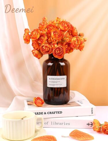DEEMEI Ranunculus الزهور الاصطناعية الفاوانيا الزهور الصناعية زهور الخريف وهمية زهور الحوذان الصغيرة DIY باقات الزفاف المركزية لحفلات استقبال المولود الجديد (برتقالي محروق) in Saudi Arabia