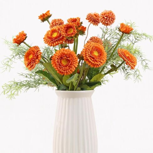 Fall Flowers Artificial Daisy Flowers Daisies and Fake Mums Bouquet with Rosemary Sprigs for Fall Florals Arrangements Party Home Decoration Table Centerpieces (Orange) in Saudi Arabia
