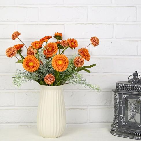 Fall Flowers Artificial Daisy Flowers Daisies and Fake Mums Bouquet with Rosemary Sprigs for Fall Florals Arrangements Party Home Decoration Table Centerpieces (Orange) in Saudi Arabia