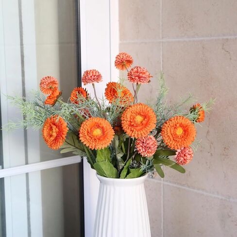 Fall Flowers Artificial Daisy Flowers Daisies and Fake Mums Bouquet with Rosemary Sprigs for Fall Florals Arrangements Party Home Decoration Table Centerpieces (Orange) in Saudi Arabia
