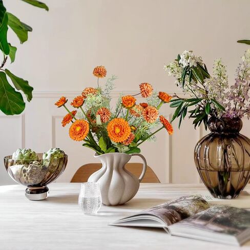 Fall Flowers Artificial Daisy Flowers Daisies and Fake Mums Bouquet with Rosemary Sprigs for Fall Florals Arrangements Party Home Decoration Table Centerpieces (Orange) in Saudi Arabia