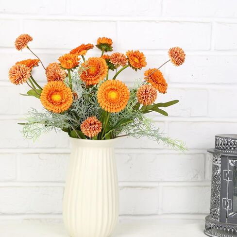 Fall Flowers Artificial Daisy Flowers Daisies and Fake Mums Bouquet with Rosemary Sprigs for Fall Florals Arrangements Party Home Decoration Table Centerpieces (Orange) in Saudi Arabia