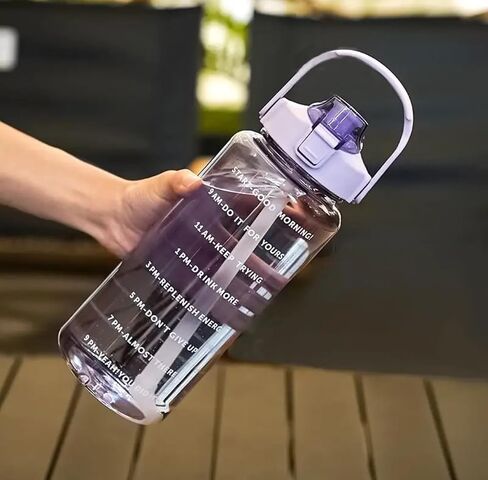 64 oz water bottle,Water Bottle with Straw, Motivational Water Bottles with Times to Drink, BPA Free 2L Sports Large Water Bottle with Handle,GYM water bottle, Office, Working (Black) in Saudi Arabia