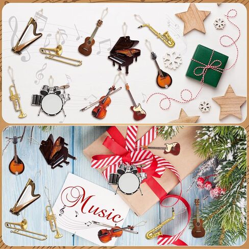 30 جهاز كمبيوتر شخصى آلة موسيقية عيد الميلاد الحلي الخشبية نسخة طبق الأصل زخرفة عيد الميلاد البيانو طبل القيثارة الترومبون القرن الكمان الغيتار آلة موسيقية الحلي لشجرة عيد الميلاد ديكور المنزل in Kuwait