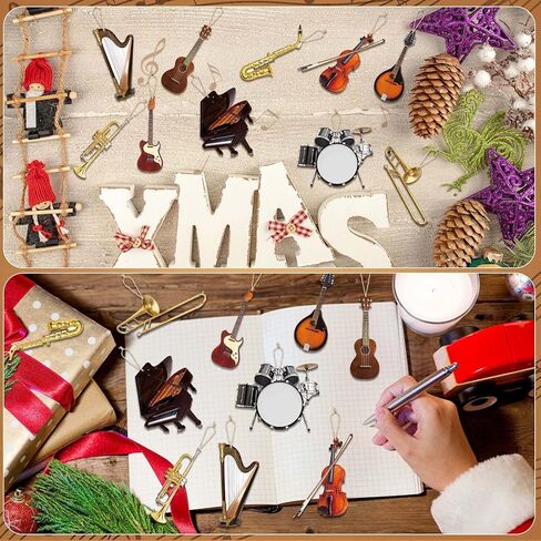 30 جهاز كمبيوتر شخصى آلة موسيقية عيد الميلاد الحلي الخشبية نسخة طبق الأصل زخرفة عيد الميلاد البيانو طبل القيثارة الترومبون القرن الكمان الغيتار آلة موسيقية الحلي لشجرة عيد الميلاد ديكور المنزل in Kuwait