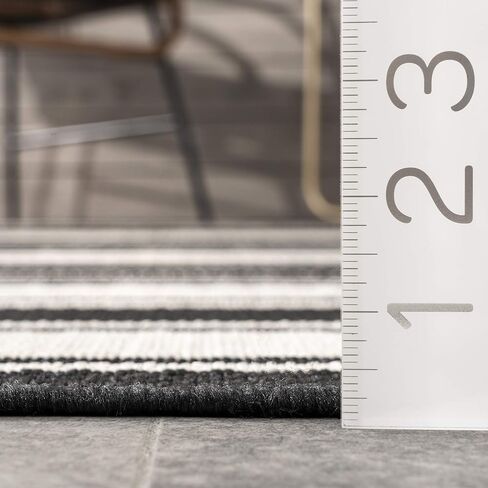 Rugs USA x Lauren Liess Romy Striped Indoor/Outdoor Area Rug, 5x8, Black in Kuwait
