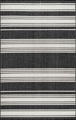 Rugs USA x Lauren Liess Romy Striped Indoor/Outdoor Area Rug, 5x8, Black in Kuwait
