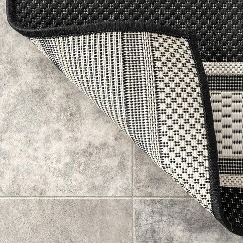 Rugs USA x Lauren Liess Romy Striped Indoor/Outdoor Area Rug, 5x8, Black in Kuwait