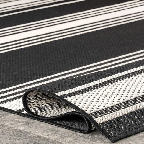 Rugs USA x Lauren Liess Romy Striped Indoor/Outdoor Area Rug, 5x8, Black in Kuwait
