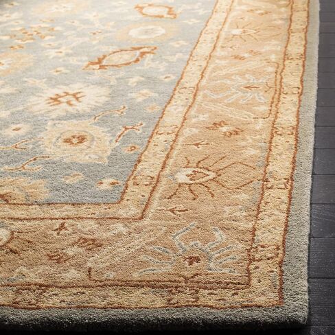 SAFAVIEH Antiquity Collection 4' x 6' Blue / Beige AT61A Handmade Traditional Oriental Premium Wool Area Rug in Saudi Arabia