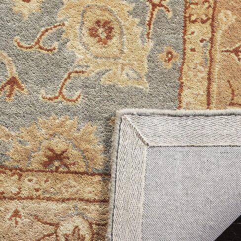 SAFAVIEH Antiquity Collection 4' x 6' Blue / Beige AT61A Handmade Traditional Oriental Premium Wool Area Rug in Saudi Arabia