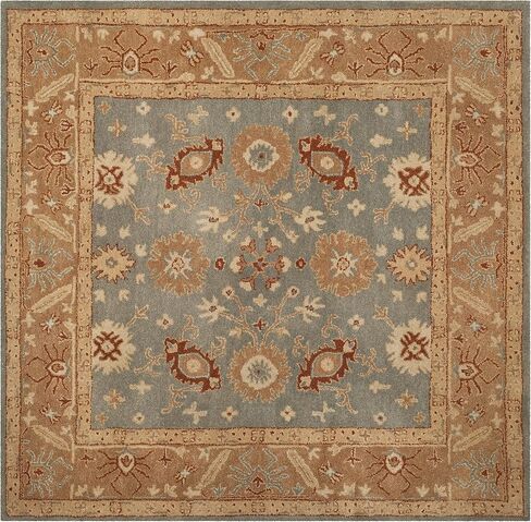 SAFAVIEH Antiquity Collection 4' x 6' Blue / Beige AT61A Handmade Traditional Oriental Premium Wool Area Rug in Saudi Arabia