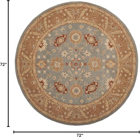 SAFAVIEH Antiquity Collection 4' x 6' Blue / Beige AT61A Handmade Traditional Oriental Premium Wool Area Rug in Saudi Arabia