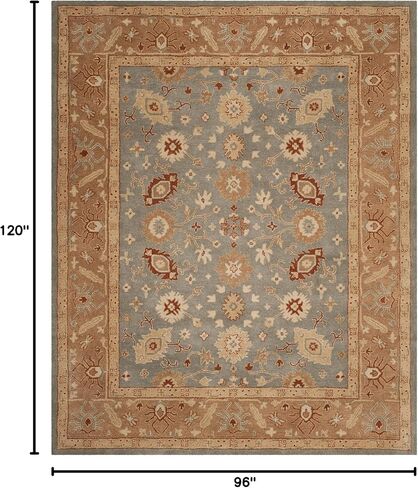SAFAVIEH Antiquity Collection 4' x 6' Blue / Beige AT61A Handmade Traditional Oriental Premium Wool Area Rug in Saudi Arabia