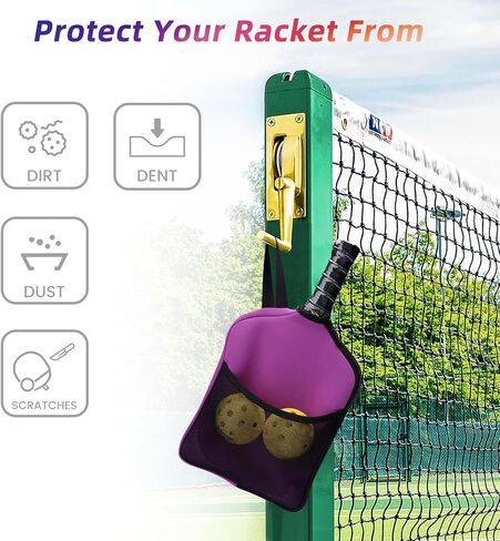 Pickleball Paddle Cover Pickleball Racket Sleeve Bag with Handle Strap Pickleball Equipment Protective Paddle Sleeve with Mesh Pocket Ball Holder Organizer Bag Case Gift,A++ in Saudi Arabia