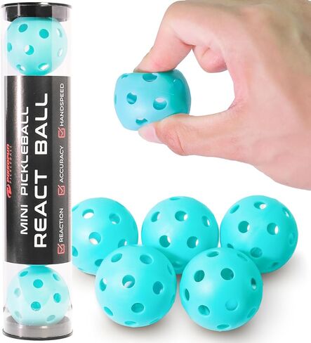 كرات PIKKOFUN React Mini Pickleball - 5 عبوات من كرات Pickleball الصامتة للتدريب - كرات ممارسة كرة Pickleball الناعمة لتحسين سرعة اليد والتحكم في المجداف والدقة - أزرق in Saudi Arabia