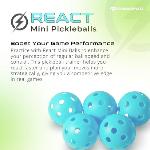 كرات PIKKOFUN React Mini Pickleball - 5 عبوات من كرات Pickleball الصامتة للتدريب - كرات ممارسة كرة Pickleball الناعمة لتحسين سرعة اليد والتحكم في المجداف والدقة - أزرق in Saudi Arabia