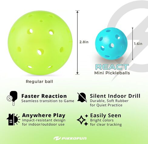 كرات PIKKOFUN React Mini Pickleball - 5 عبوات من كرات Pickleball الصامتة للتدريب - كرات ممارسة كرة Pickleball الناعمة لتحسين سرعة اليد والتحكم في المجداف والدقة - أزرق in Saudi Arabia