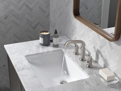Delta Faucet Tetra Brushed Nickel Widespread Bathroom Faucet 3 Hole, Brushed Nickel Bathroom Faucet for Bathroom Sink, Bathroom Sink Faucet, Metal Drain Assembly, Lumicoat Stainless 35589-SS-PR-DST in Saudi Arabia