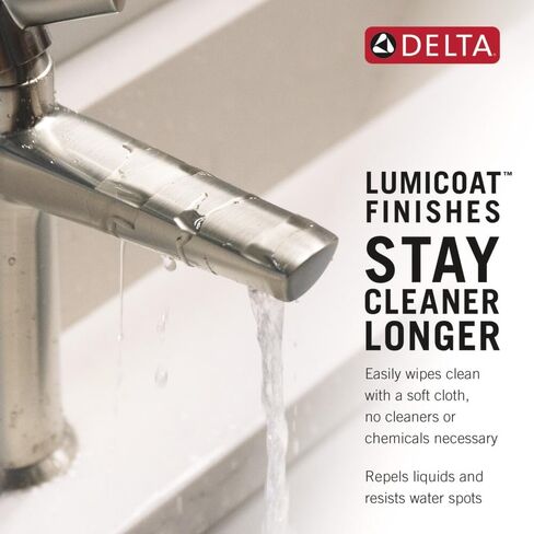 Delta Faucet Tetra Brushed Nickel Widespread Bathroom Faucet 3 Hole, Brushed Nickel Bathroom Faucet for Bathroom Sink, Bathroom Sink Faucet, Metal Drain Assembly, Lumicoat Stainless 35589-SS-PR-DST in Saudi Arabia