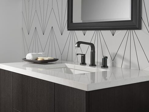 Delta Faucet Tetra Brushed Nickel Widespread Bathroom Faucet 3 Hole, Brushed Nickel Bathroom Faucet for Bathroom Sink, Bathroom Sink Faucet, Metal Drain Assembly, Lumicoat Stainless 35589-SS-PR-DST in Saudi Arabia