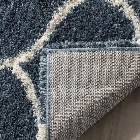 SAFAVIEH Hudson Shag Collection Area Rug - 8' x 10', Slate Blue & Ivory, Trellis Design, Non-Shedding & Easy Care, 2-inch Thick Ideal for High Traffic Areas in Living Room, Bedroom (SGH280L) in Saudi Arabia